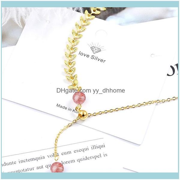 & pendants jewelrywomens fashion spike plant design necklaces natural stberry crystal golden/white o-chains romantic necklace gifts chains d, Silver